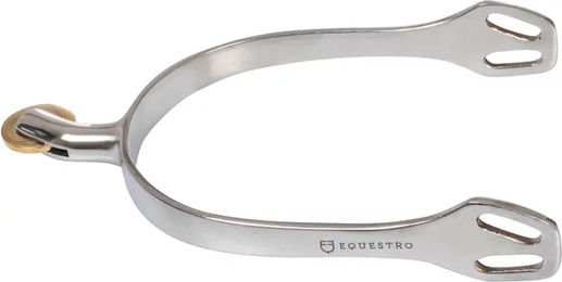 Produktbild von Equestro Speroni Platinum 748 Sporen für englische Pferde aus Edelstahl mit horizontaler Messingrolle