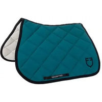 Produktbild von Equestro Spring-Sattelkissen für Pferde mit gesticktem Logo in Blau und Türkis