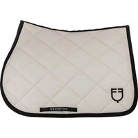 Produktbild von Equestro Spring-Sattelkissen mit gesticktem Logo für Pferde in Beige und Weiß