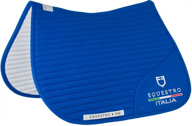 Produktbild von Equestro Springteppich mit Logo Full in Rot und Blau
