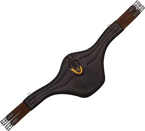 Produktbild von Equestro Studguard Shark Sattelgurt aus Leder mit graviertem und perforiertem Neopren in Braun