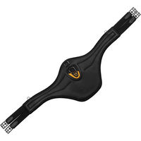 Produktbild von Equestro Studguard Shark Sattelgurt aus Leder mit graviertem und perforiertem Neopren in Schwarz