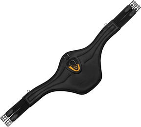 Produktbild von Equestro Studguard Shark Sattelgurt aus Leder mit perforiertem Neopren in Schwarz