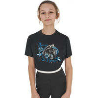 Produktbild von Equestro T-Shirt für Damen aus Baumwolle Schwarz mit Pferdemotiv