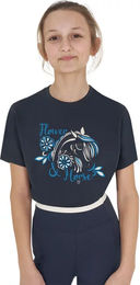 Equestro T-Shirt für Damen mit Pferdemotiv aus Baumwolle Blau – Bild 1 von 1