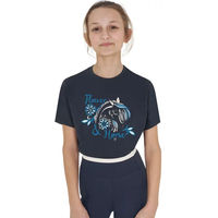Produktbild von Equestro T-Shirt für Mädchen mit Pferdemotiv aus Baumwolle Blau 12 Jahre