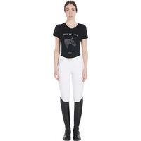 Produktbild von Equestro T-Shirt für Frauen mit Pferdemotiv und Strass aus Baumwolle Schwarz XS