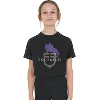 Produktbild von Equestro T-Shirt für Kinder aus Baumwolle Schwarz Horse Jump Glossy