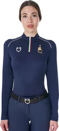 Equestro Technical Training Reitshirt für Damen mit langen Ärmeln Blau Größe M – Bild 1 von 9