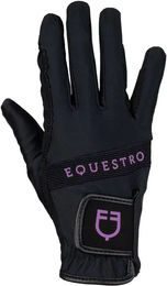 Produktbild von Equestro Technische Reithandschuhe Unisex Schwarz mit mehrfarbigem Logo