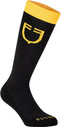 Produktbild von Equestro Technische Reitsocken Unisex mit kontrastierendem Logo in Gelb-Schwarz Größe M
