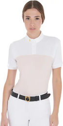 Produktbild von Equestro Technisches Turnierpolo für Frauen in Rosa und Weiß Größe L