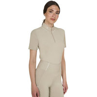 Produktbild von Equestro Trainingsshirt Damen Polo Zip-Shirt Perlen Beige Größe L