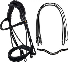 Produktbild von Equestro Trense aus Leder in Schwarz für Vollblut Pferde