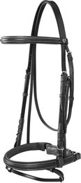 Equestro Trense Silver aus Leder für Ponys in Schwarz und Silber – Bild 1 von 7
