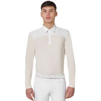 Produktbild von Equestro Turnier-Poloshirt für Herren in Weiß mit langem Ärmel aus technischem Gewebe