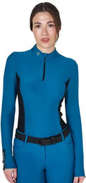 Produktbild von Equestro Turnier-Poloshirt für Damen mit langen Ärmeln Winter Blau Größe L