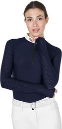 Produktbild von Equestro Turnier-Poloshirt für Damen mit langen Ärmeln Winter Blau Größe L