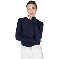 Produktbild von Equestro Turnier-Poloshirt für Damen mit langen Ärmeln Winter Blau XL