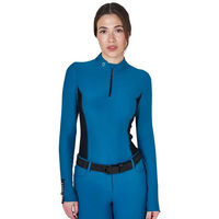 Produktbild von Equestro Turnier-Poloshirt für Damen mit langen Ärmeln Winter Blau XL