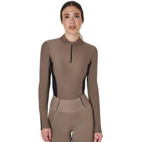 Produktbild von Equestro Turnier-Poloshirt für Damen mit langen Ärmeln Winter Braun Beige XL