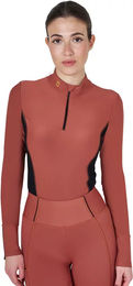 Produktbild von Equestro Turnier-Poloshirt für Damen mit langen Ärmeln Winter Rot Größe L