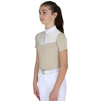 Produktbild von Equestro Turnier-Poloshirt Mädchen Sommer Reitshirt Beige Grösse 12 Jahre