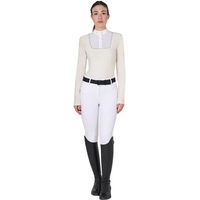 Produktbild von Equestro Turnier-Poloshirt mit langen Ärmeln für Damen in Weiß Größe S