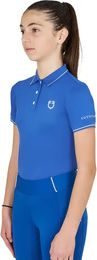 Produktbild von Equestro Turnier-Poloshirt Reitshirt für Mädchen in Blau Größe 12 Jahre
