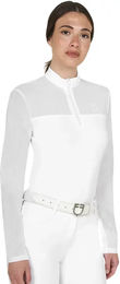 Produktbild von Equestro Turnierpolo Damen mit langen Ärmeln und Mesh Weiß XL