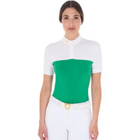 Produktbild von Equestro Turnierpolo Damen Reitshirt aus Baumwolle mit 1/2 Mesh und Buttons in Grün XS