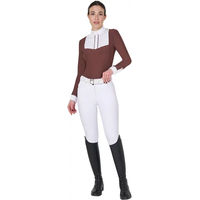 Produktbild von Equestro Turnierpolo mit langen Ärmeln für Damen aus Baumwolle Braun Größe M