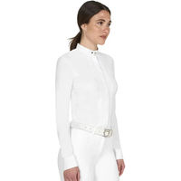 Produktbild von Equestro Turnierpolo mit langen Ärmeln für Damen aus Baumwolle Weiß XS