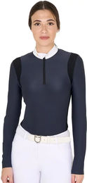 Produktbild von Equestro Turnierpolo mit langen Ärmeln für Damen in Blau XL
