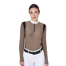Produktbild von Equestro Turniershirt EO Zip Langarm Reitshirt für Damen in Beige
