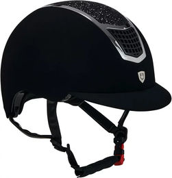 Equestro Ultralight Reithelm mit Samt und Strasssteinen Schwarz Silber Grösse S – Bild 1 von 4