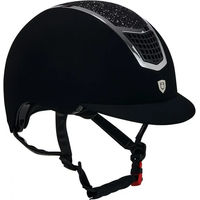 Produktbild von Equestro Ultralight Reithelm mit Samt und Strasssteinen Schwarz Silber Grösse S