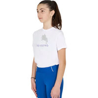 Produktbild von Equestro Unisex Baumwoll-T-Shirt für Kinder mit Horse Jump Glossy Motiv in Weiß Größe 12 Jahre