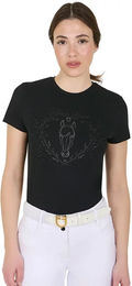 Produktbild von Equestro Wild Heart T-Shirt für Damen aus Baumwolle in Rosa oder Schwarz Größe M