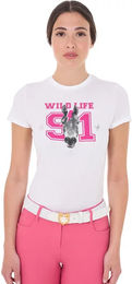 Produktbild von Equestro Wild Life T-Shirt für Damen aus Baumwolle Weiß XS