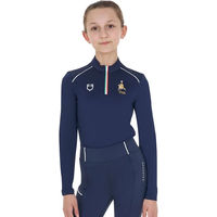 Produktbild von Equestro X Fise Langarm-Equitation-Polo für Kinder in Blau Grösse 12 Jahre