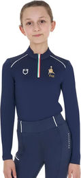 Produktbild von Equestro X Fise Langarm-Equitation-Polo Reitshirt für Kinder in Blau