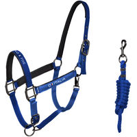 Produktbild von Equestro X Fise Nylon Halfter- und Führstrick-Set für Pferde und Ponys in Blau