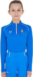 Equestro X Fise Reitshirt Langarmpolo für Kinder in Blau – Bild 1 von 5