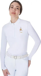 Equestro X Fise Turnierpolo mit langen Ärmeln für Damen in Weiß Größe M – Bild 1 von 6