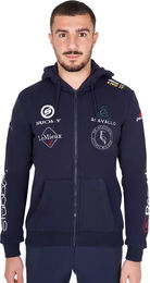 Produktbild von Equestro Zipper-Hoodie Pullover mit Multilogo für Herren in Blau XXL