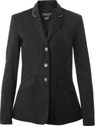 Produktbild von Equetech Deluxe Turnierreitjacke für Mädchen aus Jersey in Schwarz