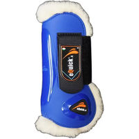 Produktbild von eQuick eLight fluffy Gamaschen für Pferde aus Plüsch Blau Größe L