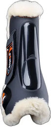 Produktbild von eQuick eLight fluffy Gamaschen für Pferde aus Plüsch Schwarz Größe M - 300 g