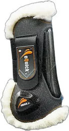 Produktbild von eQuick eLight Gamaschen für Pferde Vorderbeinschutz aus Plüsch Schwarz Größe M - 300 g